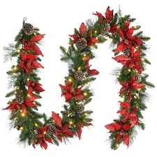 9 ft. Pre-Lit Decorative Collection Garland with Clear Lights, Plug-In