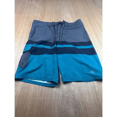 Ocean Current Board Shorts Mens 32 Blue Gray Stripe Swim Trunks