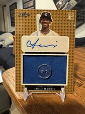 AIDEN HARRIS 2023 LEAF PERFECT GAME 1st PROSPECT PATCH RC AUTO #/6 BUTTON
