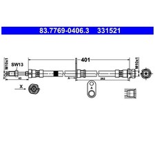Bremsschlauch hinten rechts für Ford Tourneo Transit | 23888849