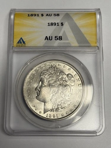 1891-P ANACS AU58 Morgan Silver Dollar (all original!), Almost UNCIRCULATED