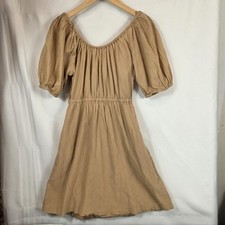 old navy women's dress bow back brown open back small cottagecore boho peasant