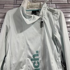 Bench Jacket Womens M turquois Blue Asymmetrical Full Zip Thumb Holes Activewear