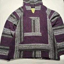Iguana Jack Baja Hoodie Size M Pullover Hoodie Purple Striped