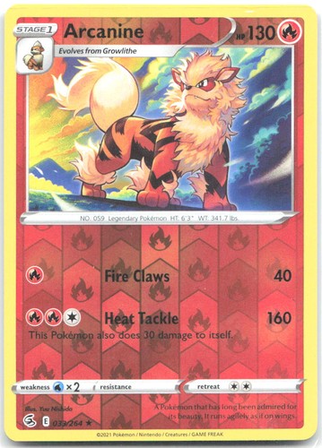 Arcanine 033/264 Fusion Strike Reverse Holo Rare