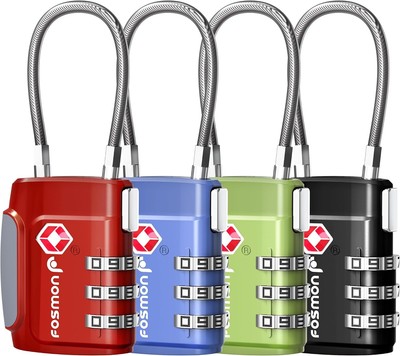 Fosmon TSA akzeptiertes Kabelgepäck 4er-Pack (mehrfarbig), 4 - bunt 