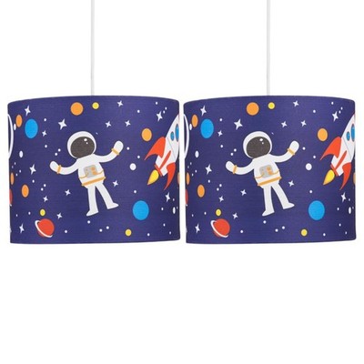 2er Set Moderne Weltraumrakete Kinder Jungen Schlafzimmer Deckenleuchte Schirm Pendelleuchten