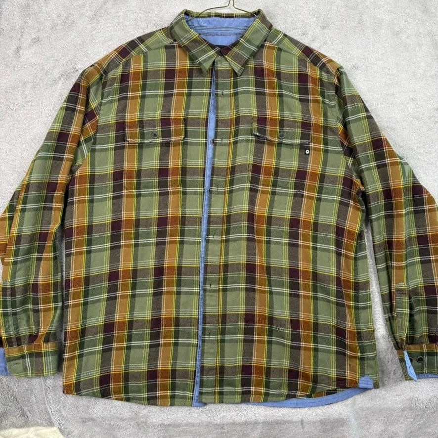 Marmot For Life Flannel Shirt Plaid Long Sleeve Button Up Men's XXL