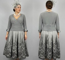Eliza J pewter appliqué sequin detail taffeta style occasion midi dress 18 