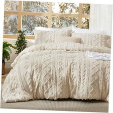 Tufted Boho Comforter Set - Beige Boho Oversized Queen 01 - Beige - Elegant