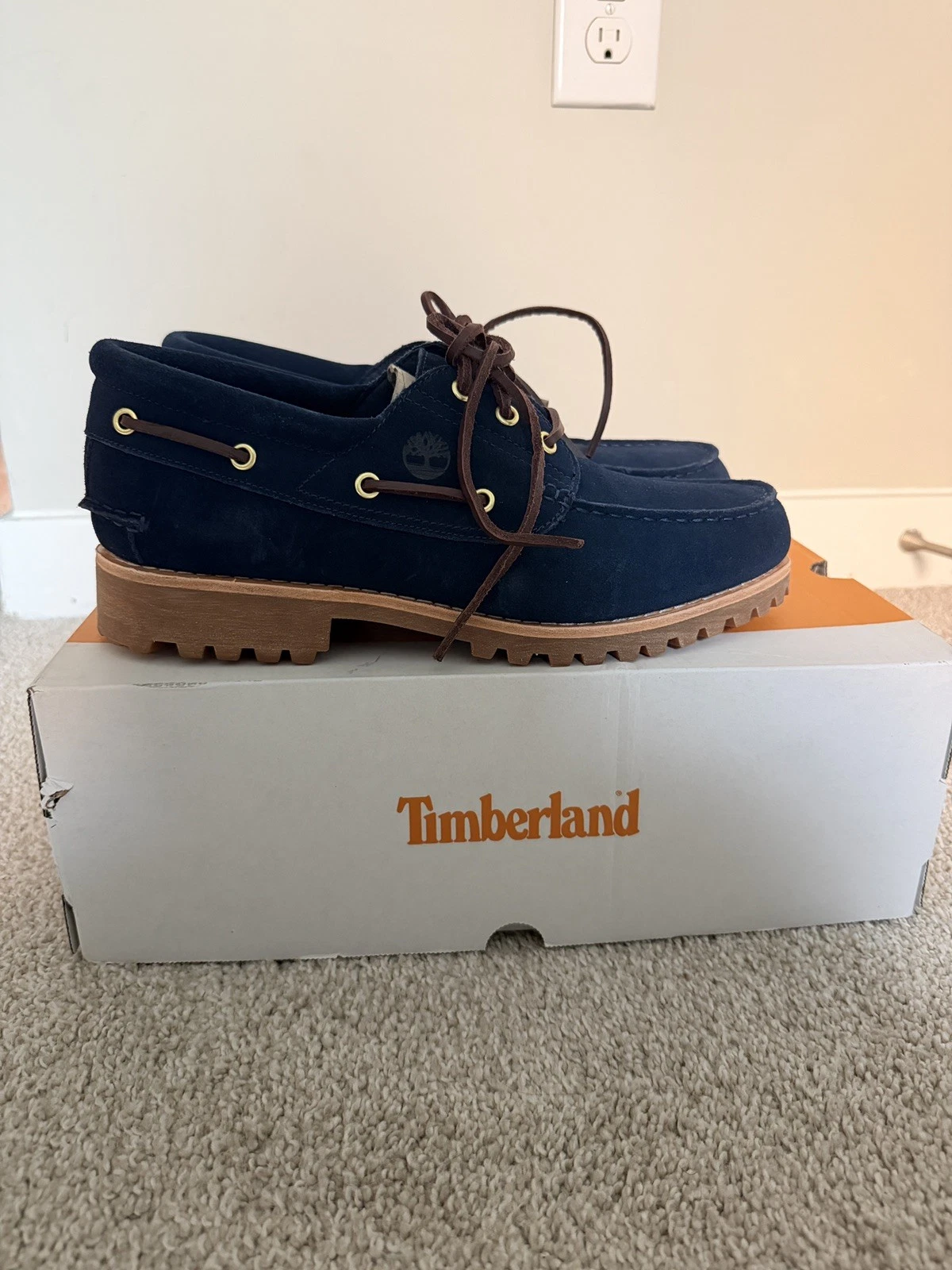 Timberland x American Eagle Boat Shoes Navy Blue Suede (7213-7734) - Size 10 Men