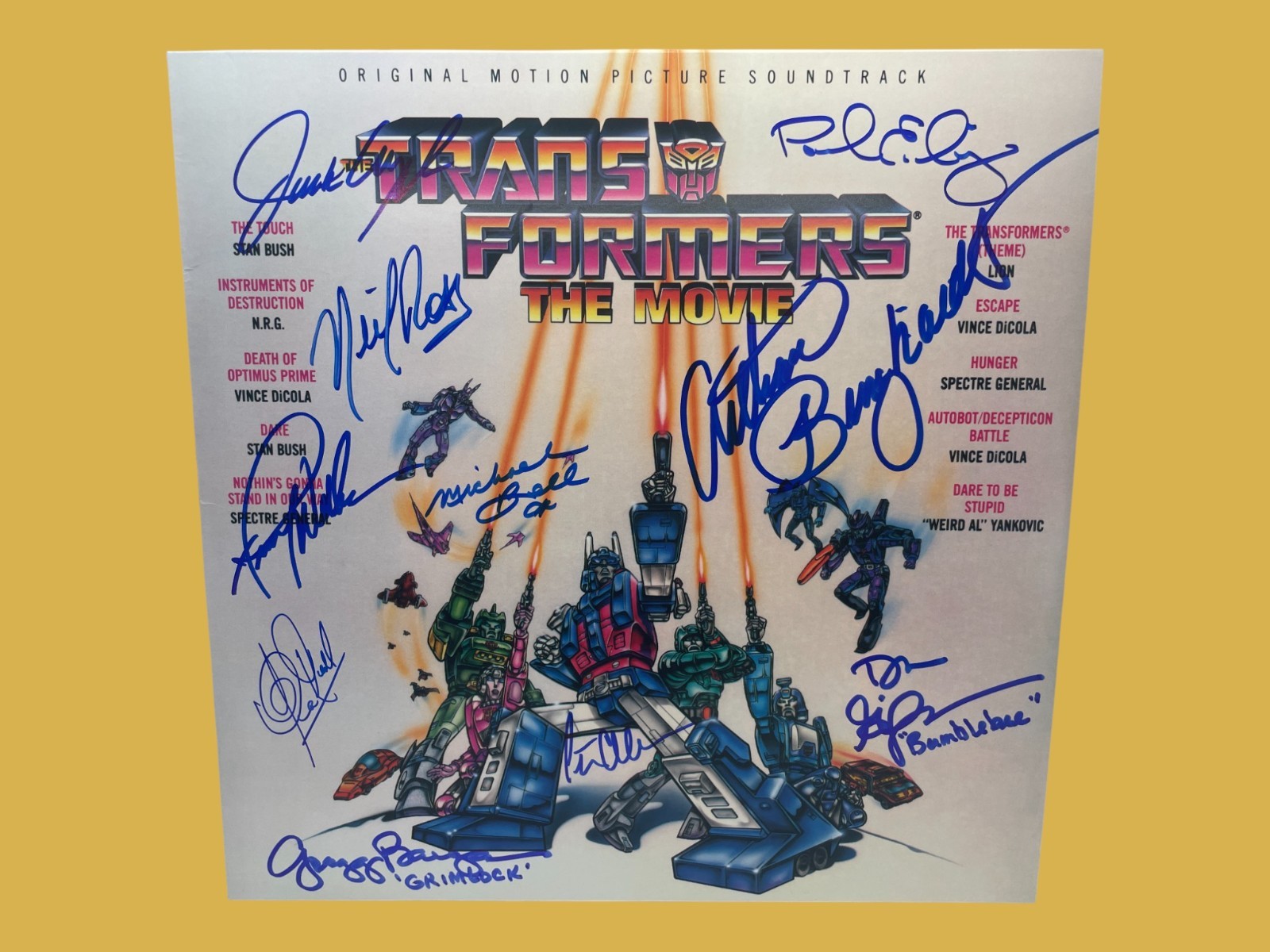 Peter Cullen Autographed Signed Frank Welker +8 Vinyl Transformers The Movie Auto JSA COA 