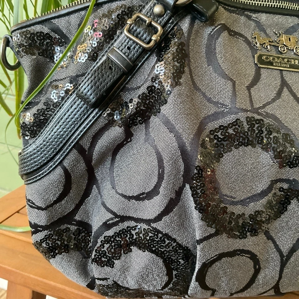 Cartera vintage COACH Madison lentejuelas OP Art Sophia usada en excelente estado Foto 2 de 4