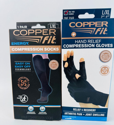 Cooper Fit Energy Compression Socks and Hand Relief Compression Gloves L/XL