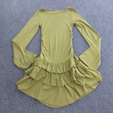 Free People Dress Womens XS Green Fit Flare Ruffle Tiered Free-est Bell Mini