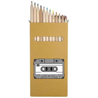 12 x 'Pixel Style Cassette Tape' Long Colour Pencils (PE00089117)