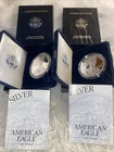 1995 1999 Silver Eagle One Ounce Proof 99.9% Silver Box COA Lot of 2 Coins