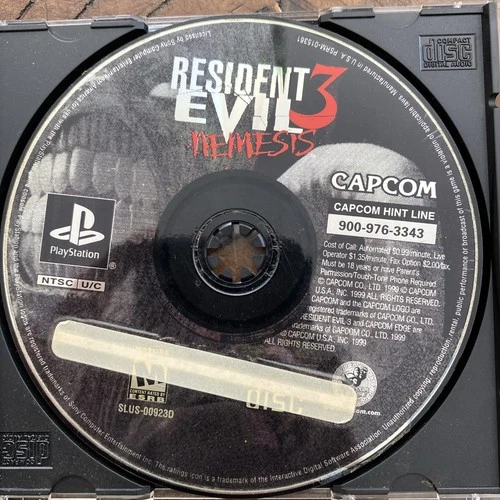 Resident Evil 3 Nemesis Sony PS1 Black Label Disc Only Tested & Works Fast Ship