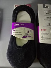 Womens Peds Black Low Cut Cushion Socks 3 pck NEW NWT