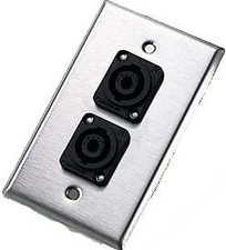 Neutrik 204L Single Gang Silver Wallplate with 2 Speakon Connectors