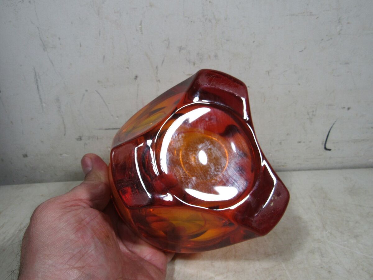 Vintage Mid Century Modern Art Amber Glass Ashtray Viking Vintage Mid Century Modern Art Amber Glass Ashtray Viking