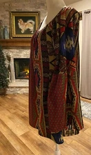 WIN WIN Off-the-Shoulder Bell Sleeve Tunic Top Size L-XL Multicolor Boho AZTEC