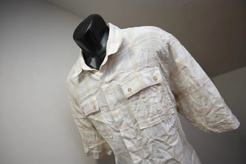 Sean John Linen Blend Button Up Shirt Front Pockets Plaid Mens Sz 2XL - Image 2 of 4