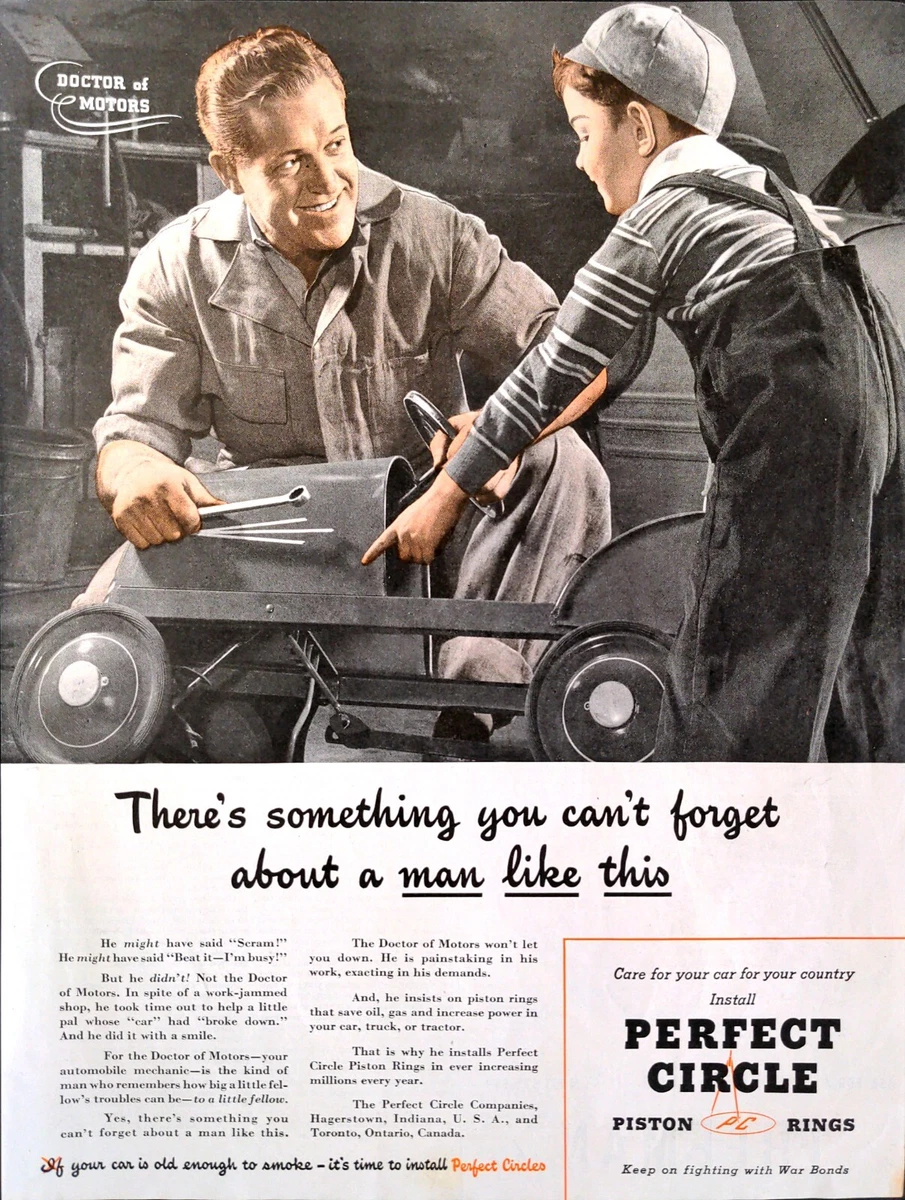 1944 Perfect Circle Piston Rings Doctor Of Motors Father Son Print