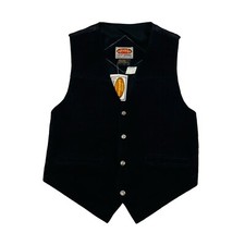 VTG NWT DS Paragraff Black Leather Snap Vest Mens Size Large
