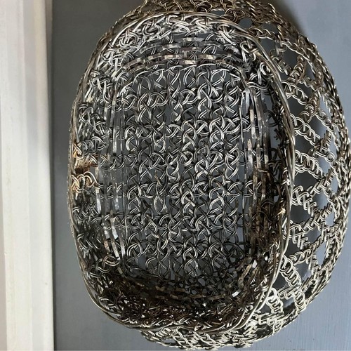 Ancien panier en métal tressé/tissé - Photo 5/9