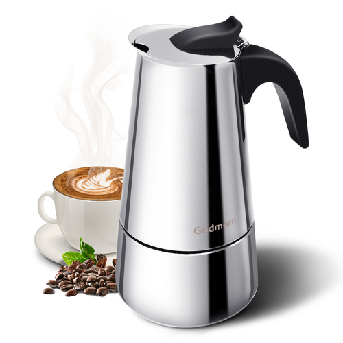 Stainless Steel Moka Pot Espresso Maker, 300ml, Induction Compatible