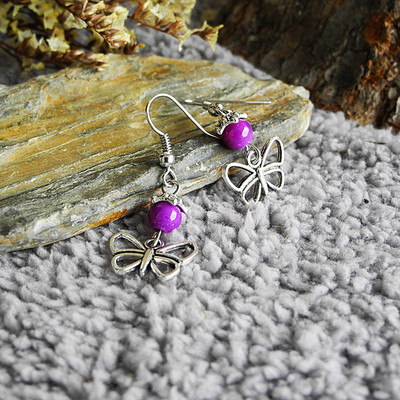 Boucles D’oreilles Mignonnes Style Tibétain – Pendantes, Dormeuses, En Alliage Et Verre