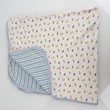 VTG Gymboree 1998 Summer Citrus Turtle Blue Green Stripe Baby Blanket Cotton Boy