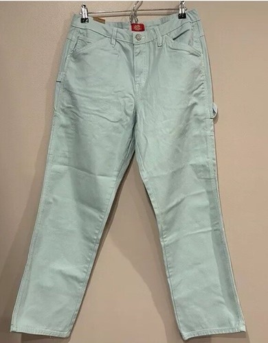 Dickies Juniors Carpenter Pant High Rise Sz 9/29 Relaxed Streetwear Trendy Teal - Picture 2 of 9