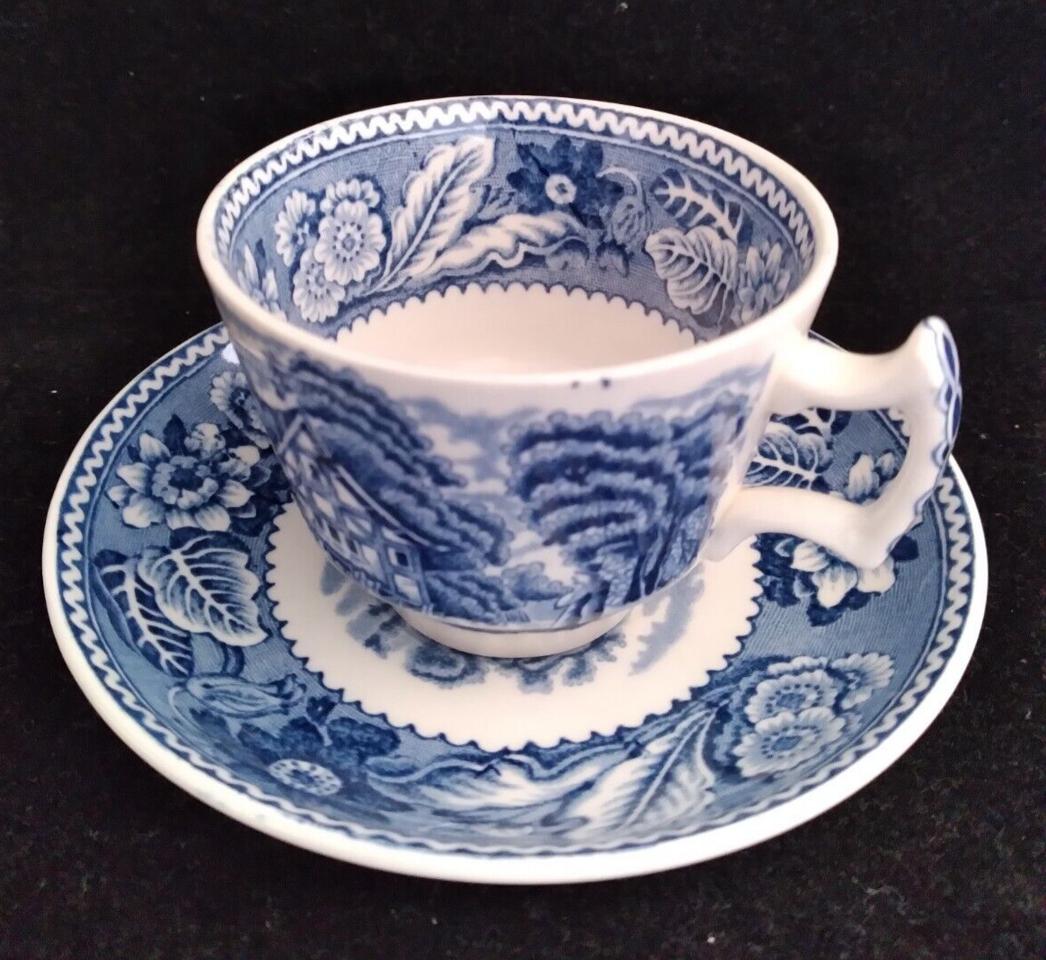Wood & Sons Burslem England Coffee Cup & Saucer Set Woodland Blue
