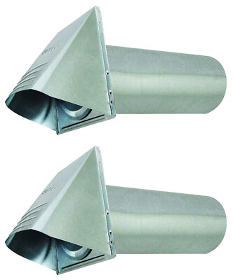 TWO 4'' Dia. Dryer Vent Wide Mouth Galvanized Steel Multi-Purp. Vent Hood w/ Pipe