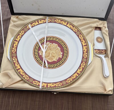 JUNO T.LIMOGES FINE PORCELAIN BY CASA ELITE 12  CAKE PLATTER WITH SPATULA
