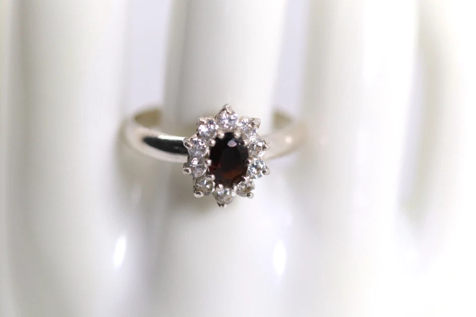 925er Sterlingsilberring, Blüte Blume Kranz, Zirkonia + Glas, Rg: 63 - Bild 4 von 4