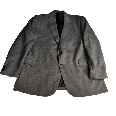 CIRCLE S Gray Lambswool Tweed Western Blazer Jacket Sport Suit Coat Sz 48 L