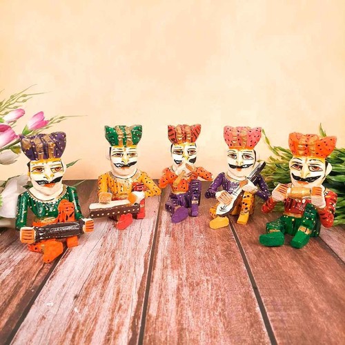 Rajasthani Musician Showpiece - For Table & Home Decor - 7 Inch -Set of 5 - 第 1/9 張圖片