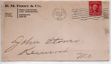 1904 Detroit MI D.M. Ferry Seed Nursery Advertising cover - Kenwood MO Doane DPO