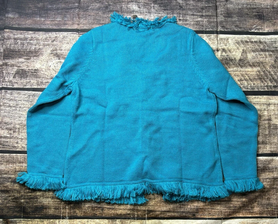 Suéter Cárdigan Estilo Susan Graver Para Mujer Grande QVC Borla Mezcla Lana Punto Abierto Foto 3 de 4