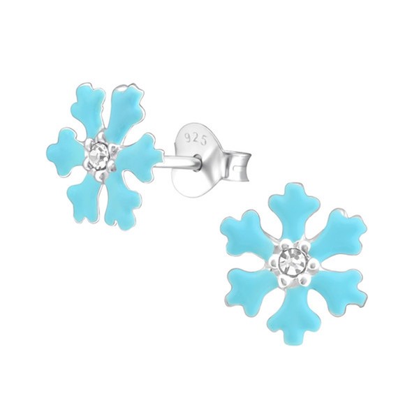 Schneeflocke Kristall Ohrstecker 925 Echt Silber Kinder MäDchen Ohrringe-image
