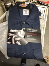 dickies mens button up work shirt 2x long sleeve navy