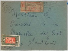 SENEGAL - POSTAL HISTORY: REGISTERED COVER from Guinguin&eacute;o 1934