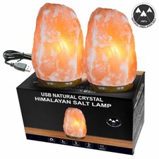 Himalayan Salt Lamp 2x Natural Crystal Rock Night Light for Home Room USB