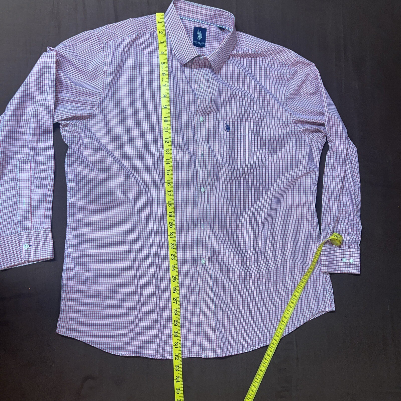 us polo assn mens XL dress shirt red blue checkered long sleeve eBay