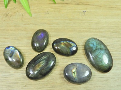 Natural Golden Fire Labradorite Oval Cabochon Gemstone 6Pcs Lot 26-39MM