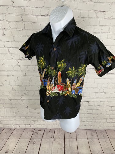Pacific Legend Apparel Black Palm Tree Surf Board Short Sleeve Shirt Youth L - Picture 3 of 7