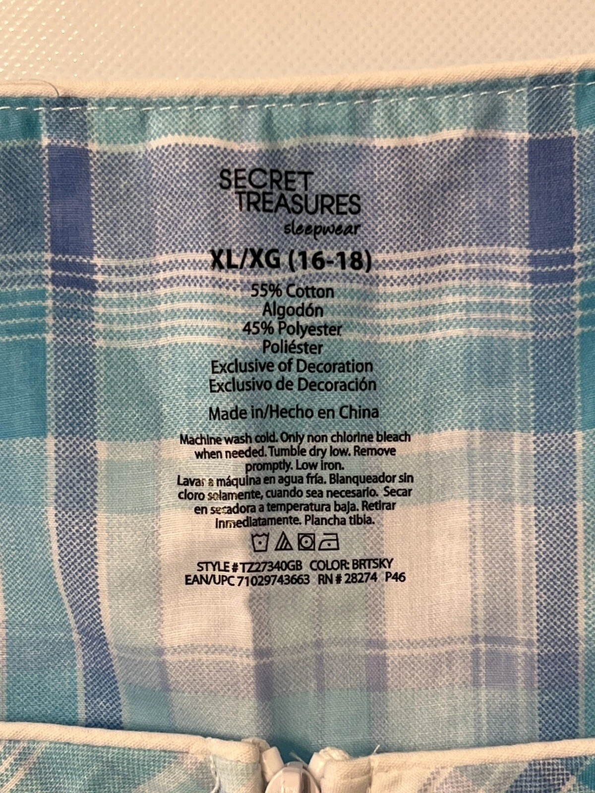 UNDERCOVER Abito casa MuuMuu Secret Treasures blu a quadri maniche corte zip davanti XL 16 18